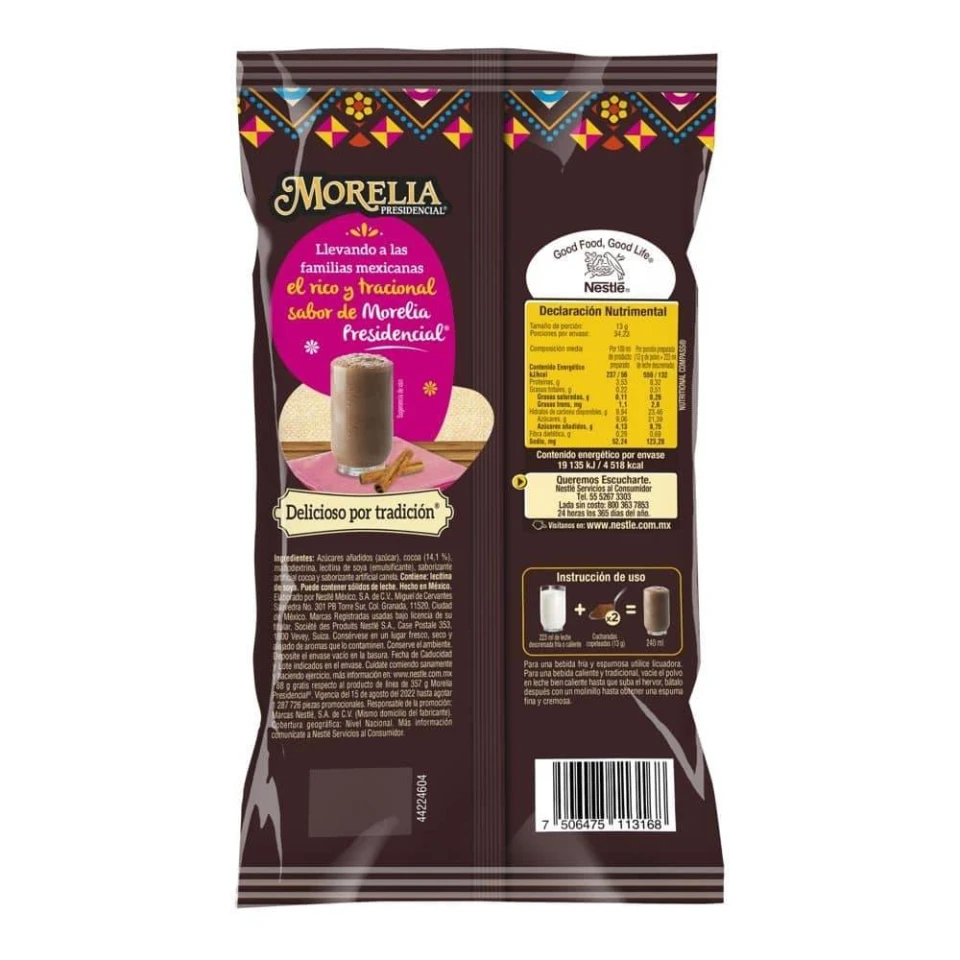 CHOCOLATE EN POLVO MORELIA 24/445 GR 