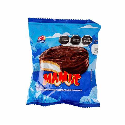 GALLETA CON MALVAVISCO Y COBERTURA SABOR CHOCOLATE MAMUT 44GR