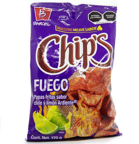 PAPAS FRITAS CHIPS SABOR CHILE Y LIMON FUEGO 170GR