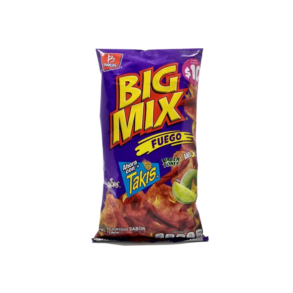 BIG MIX FUEGO BOTANAS SURTIDAS SABOR CHILE Y LIMON 75GR