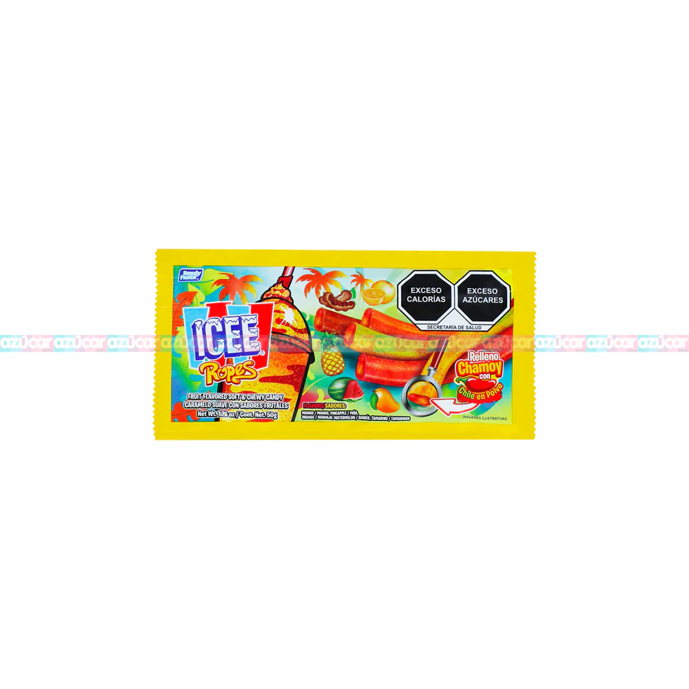 ROPES ICEE RELLENO CHAMOY CON CHILE EN POLVO 50G