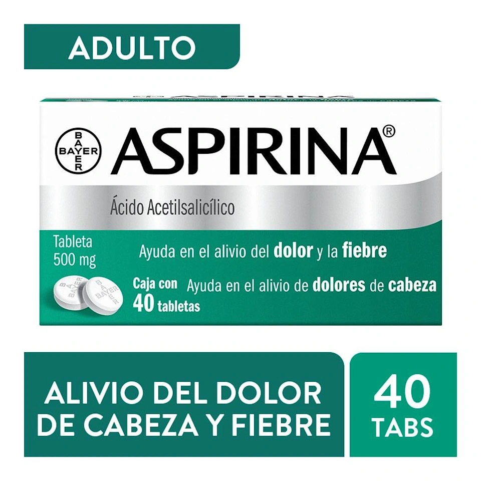 ASPIRINA ACIDO ACETILSALICILICO CAJA CON 40 TABLETAS 500GR