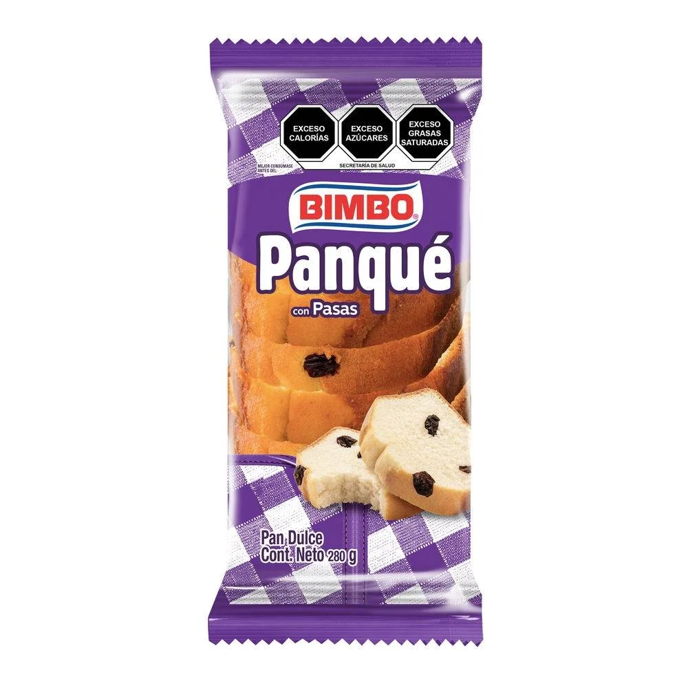 PAN DULCE PANQUE CON PASAS BIMBO 280GR