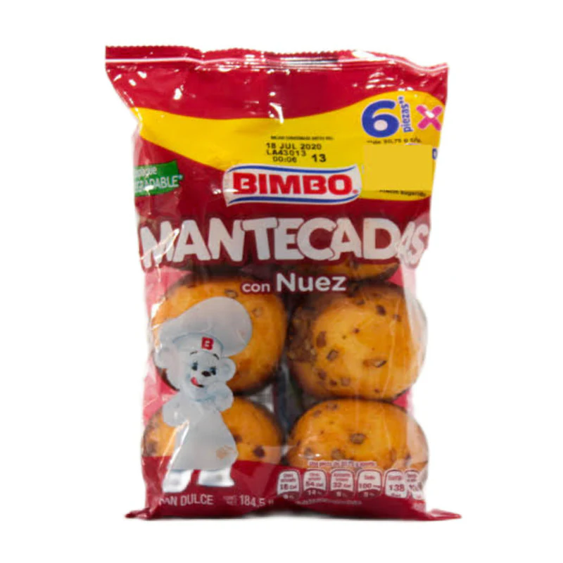 PAN DULCE MANTECADAS CON NUEZ BIMBO 184.5GR