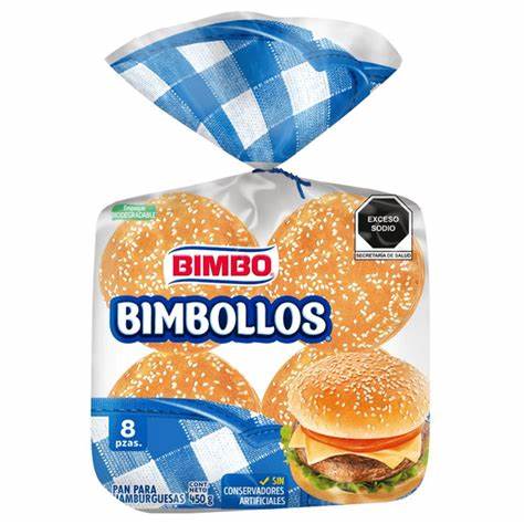 BIMBOLLOS BIMBO PAN PARA HAMBURGUESA 8PZ 450GR