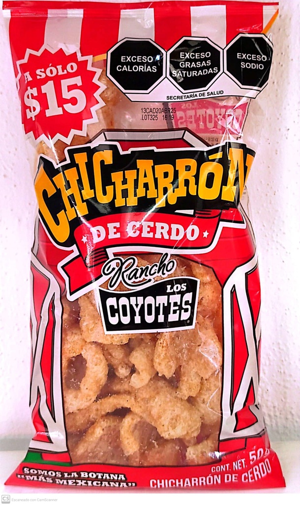 CHICHARRON DE CERDO LOS COYOTES 50GR