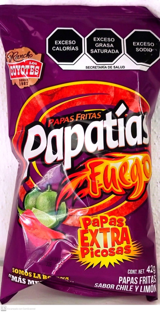 PAPAS FRITAS PAPATIAS FUEGO LOS COYOTES 42GR