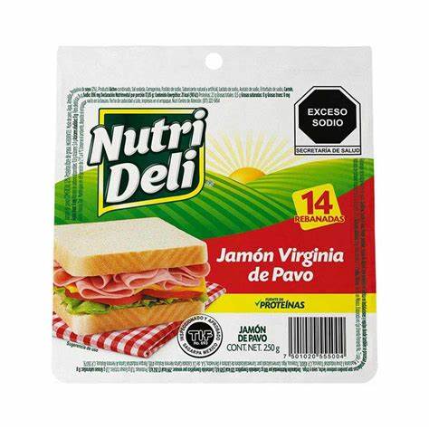 JAMON VIRGINIA DE PAVO NUTRIDELI 14R/250GR