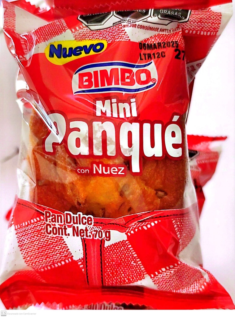 PAN DULCE MINI PANQUE CON NUEZ BIMBO 70GR