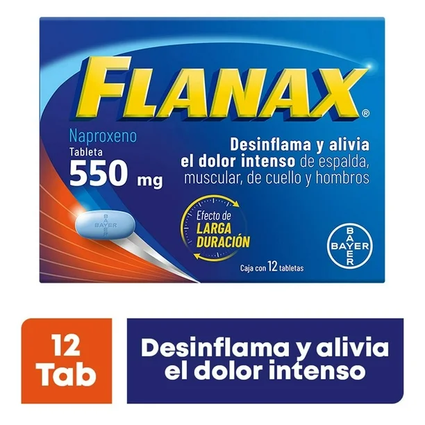 FLANAX NAPROXENO CAJA 12 TABLETAS 550MG