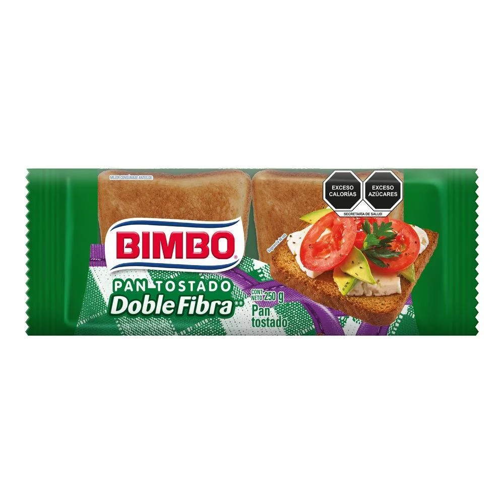 PAN TOSTADO BIMBO DOBLE FIBRA 14PZ/250G