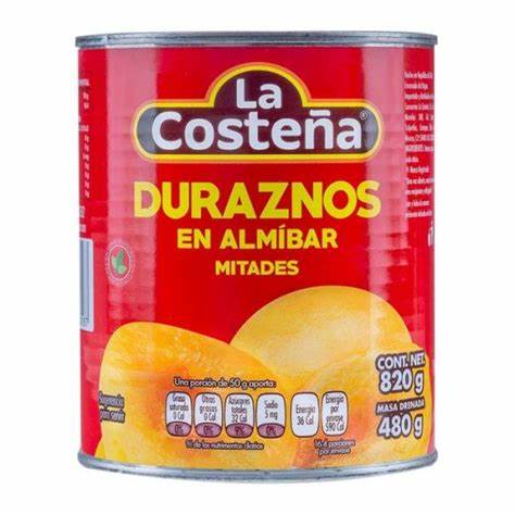 LATA DURAZNO LA COSTEÑA EN ALMIBAR MITADES 820GR