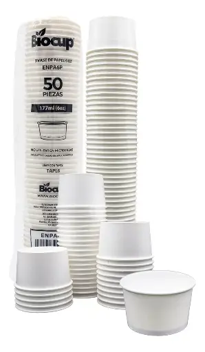 ENVASE DE PAPEL BLANCO DE 6 OZ VS506  PAQUETE