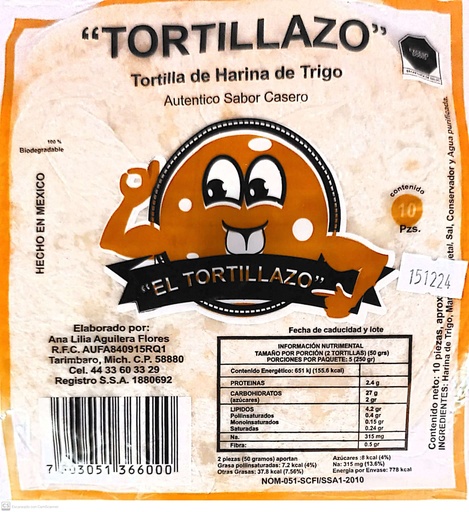 TORTILLA HARINA TORTILLAZO 10PZ MED